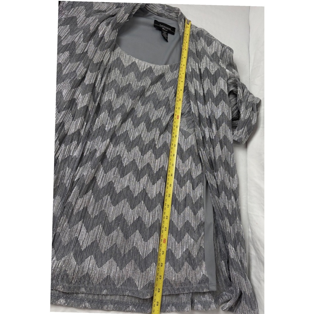 R&M Richards 2 Pc Metallic Pantsuit Set Silver Gray Plus 14W Formal Evening‎ MOB - Picture 14 of 16